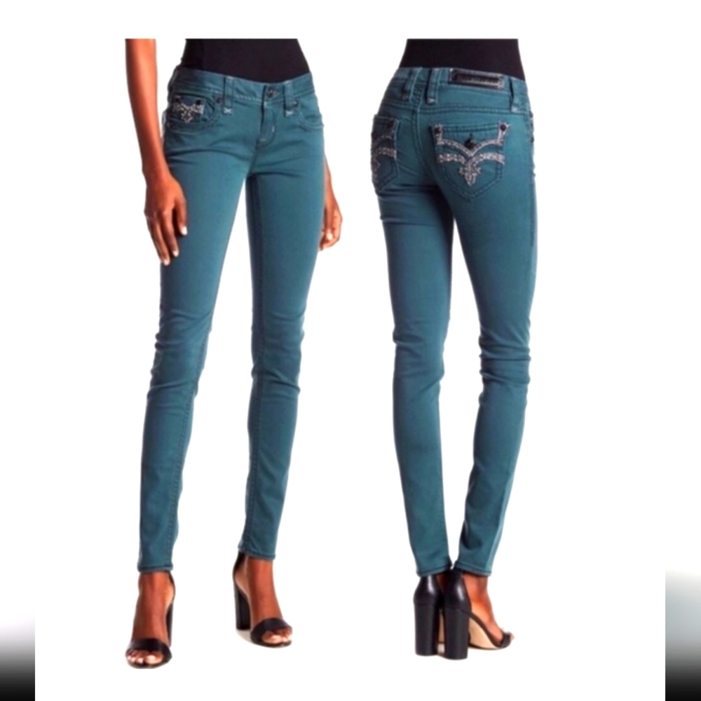 Rare Rock Revival Kala Skinny Jeans Teal Size 26